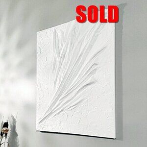 Large Minimalist Textured Abstract White Modern Canvas Wall Art Decor